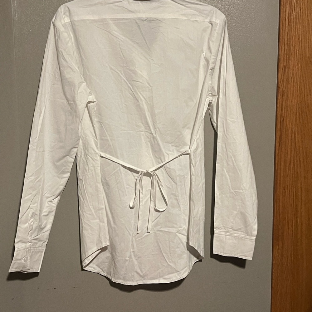 Elegant White Women's Button Down Shirt - Picture 2 of 5